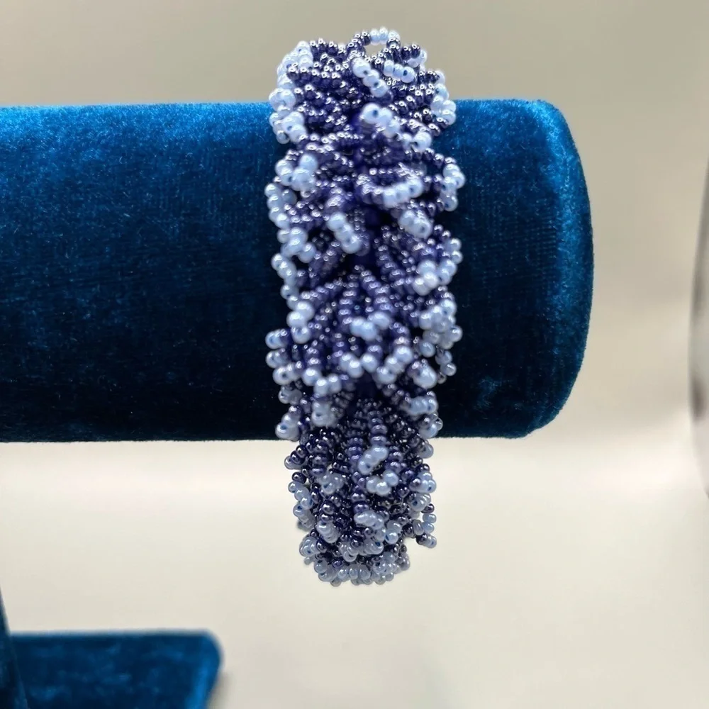 Blue Seed Bead Bracelet Multi Layered Seed Beads Assorted Blue Seed Beads
